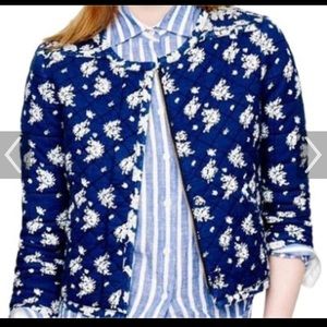 Jcrew Indigo floral quilted cotton jacket size 2